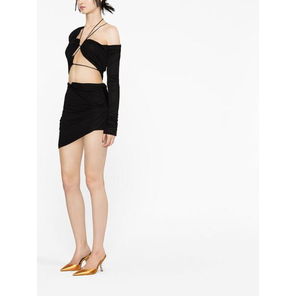 NWT Gauge81 Veroia Asymmetric Black Bodycon Mini Skirt Black Medium - Picture 4 of 11